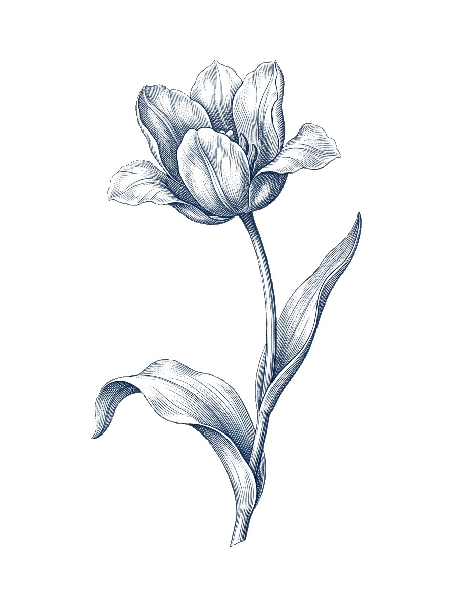 Royal Delft Botanical Tulip Etching